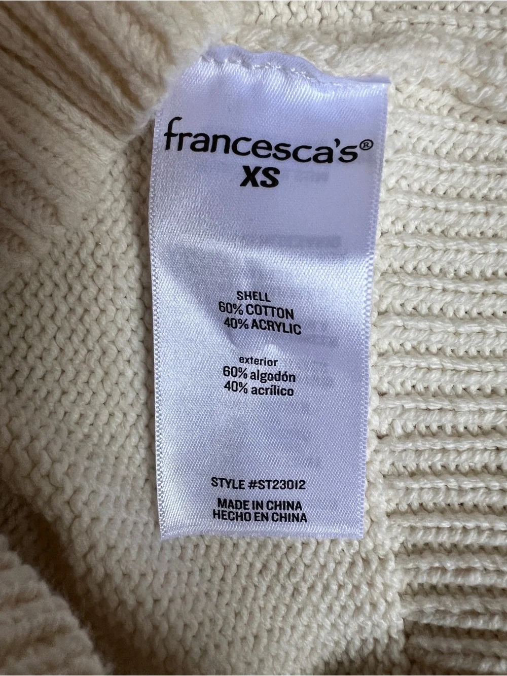 VGUC Francesca's Collections Cream Cardigan with Red Rose Embroidery